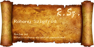 Rohony Szigfrid névjegykártya